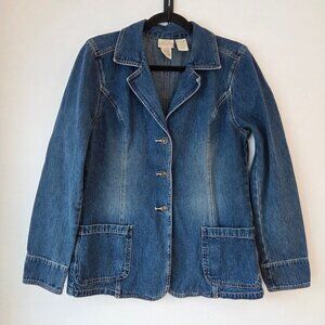 Vintage St. John's Bay Denim Blazer Jean Jacket Chore Coat Pockets Women's M